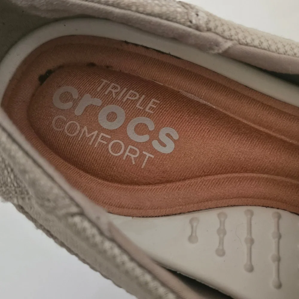 Crocs‎ Santa Cruz 2 Luxe Mens 10 Khaki Canvas Slip On Loafers 203975